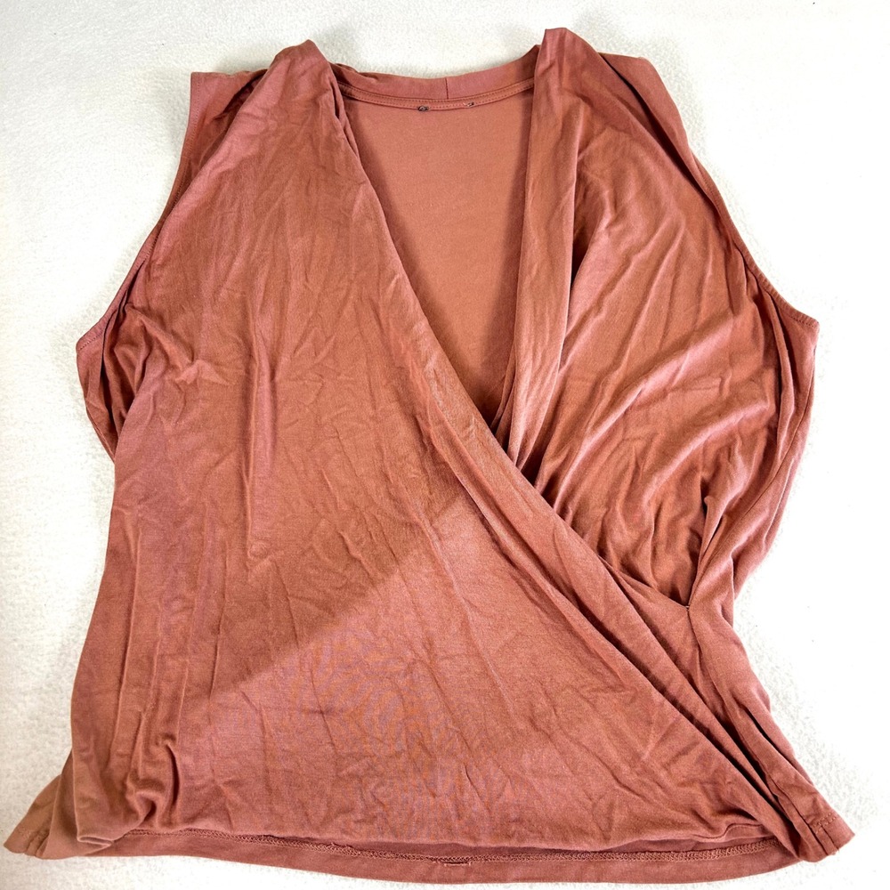Sleeveless Wrap Front V-Neck Draped‎ Jersey Top Rose Pink M30PW11DH24